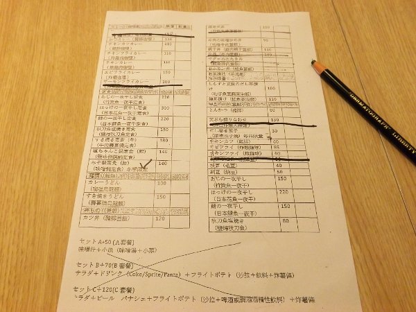 中壢樹太郎家庭式日本料理店的菜單