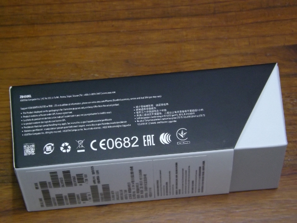 ASUS Zenfone Go ZB450KL 盒上標示