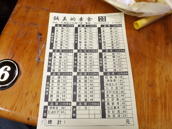 誠美素食菜單 2017